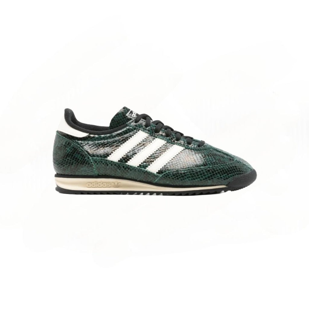 "Adidas SL72 OG dark green and cream snake print"